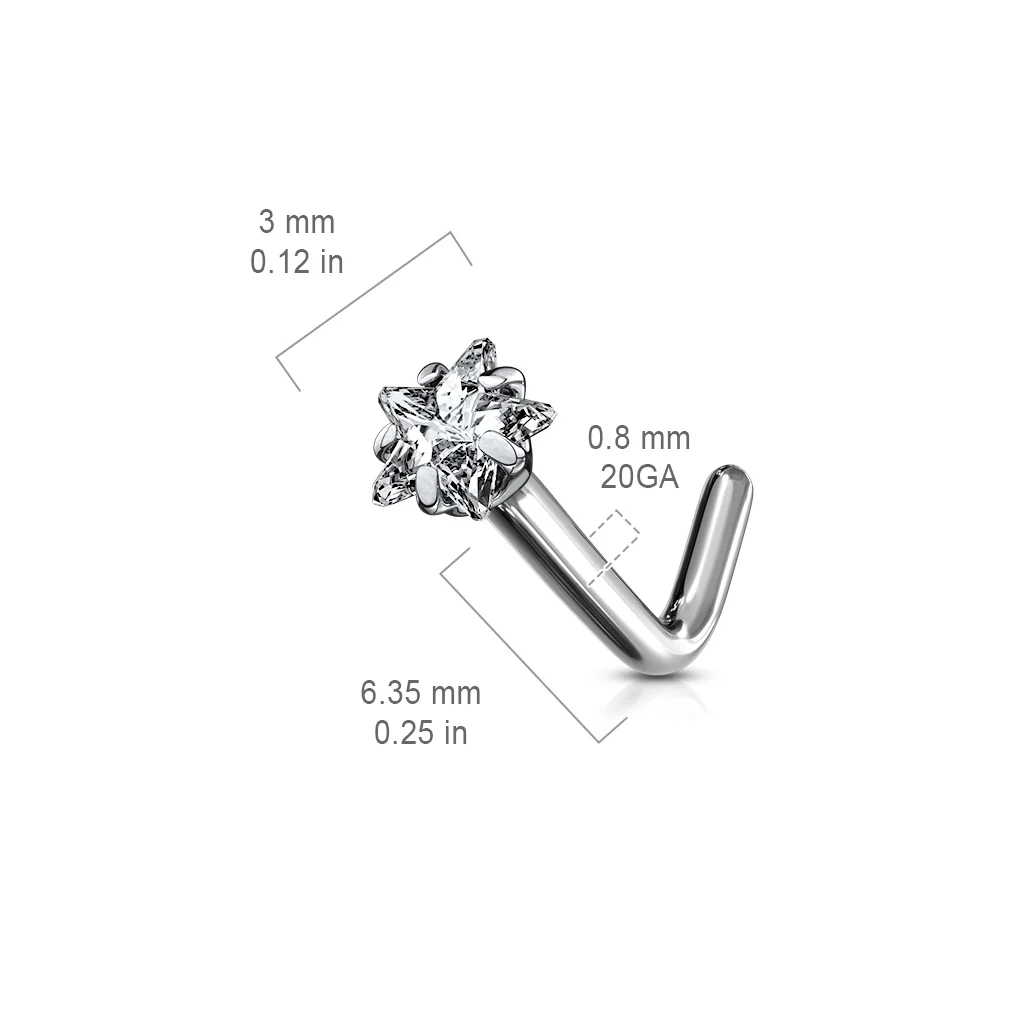 Star CZ Titanium L Blend Nose Stud Ring - Image 2