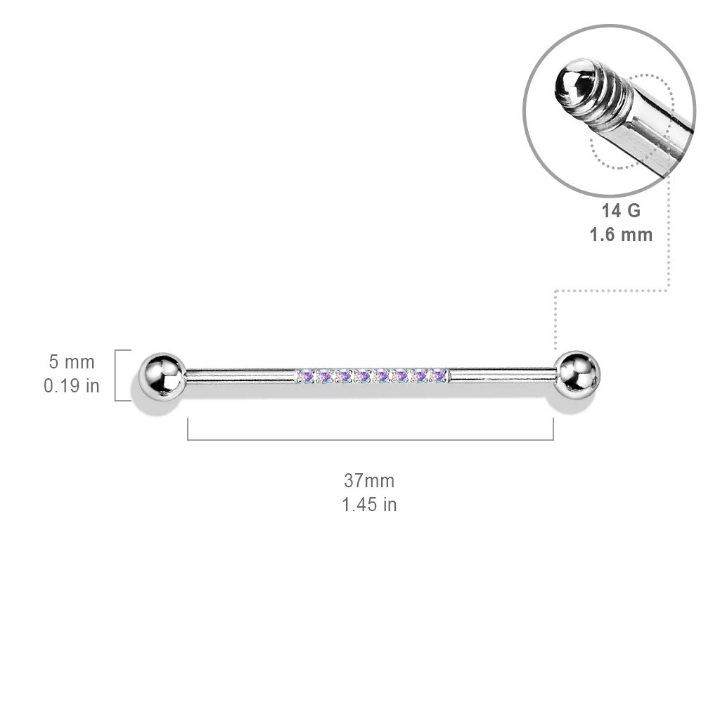 Steel Industrial Barbell with CNC Set Lined CZ on Center - Image 11