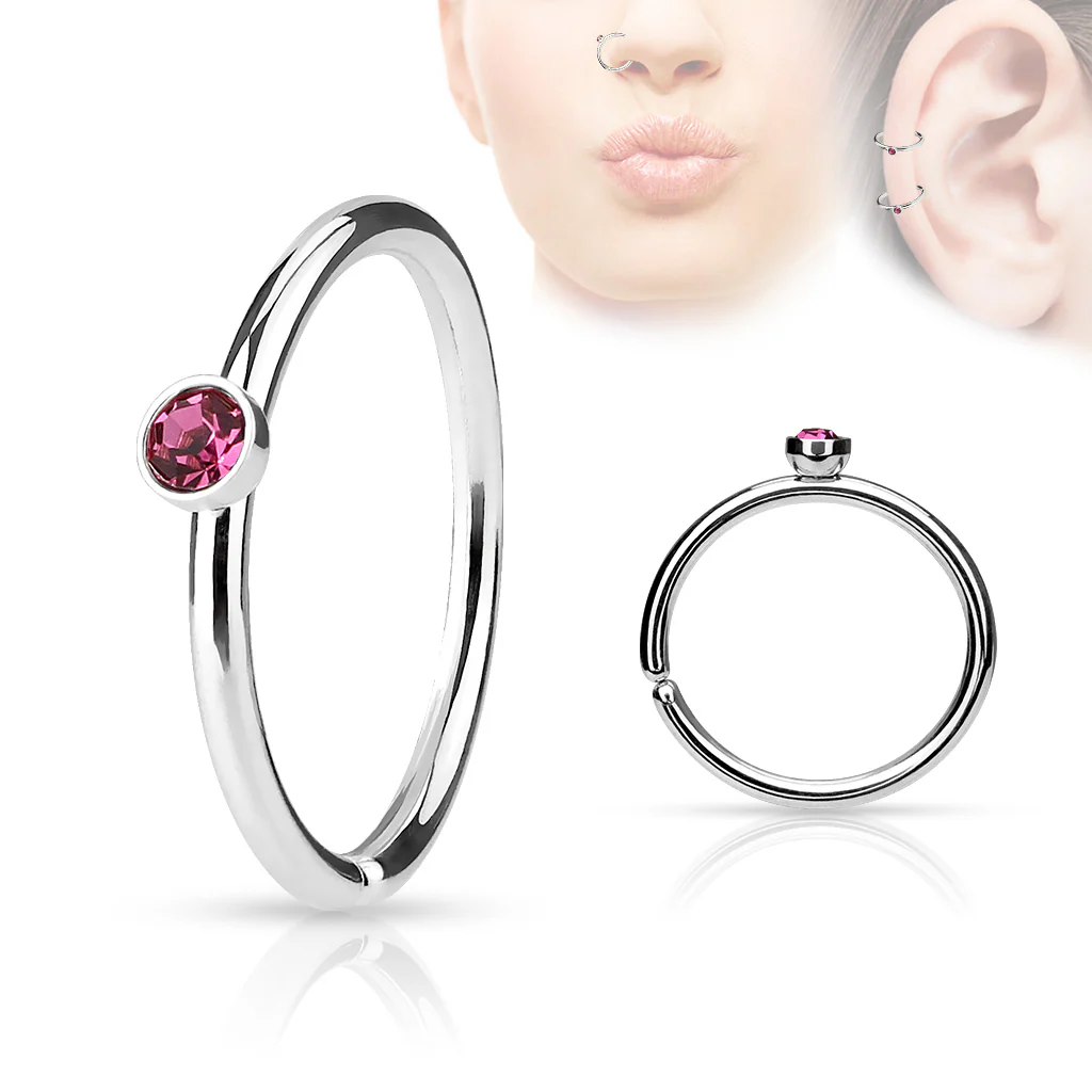 Tiny CZ Ear Cartilage Daith Helix Tragus Nose Rings - Image 4