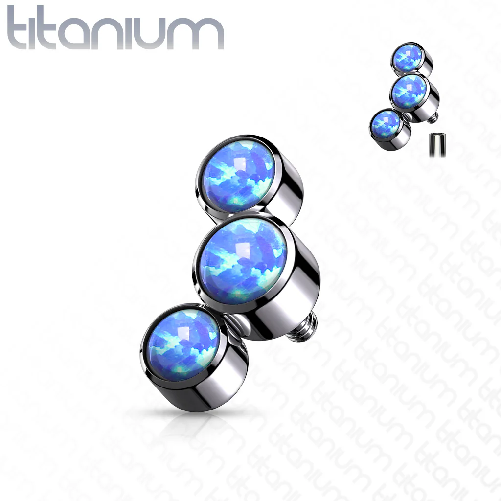 Titanium 3 Round Bezel Opal Dermal Anchor Top - Image 4