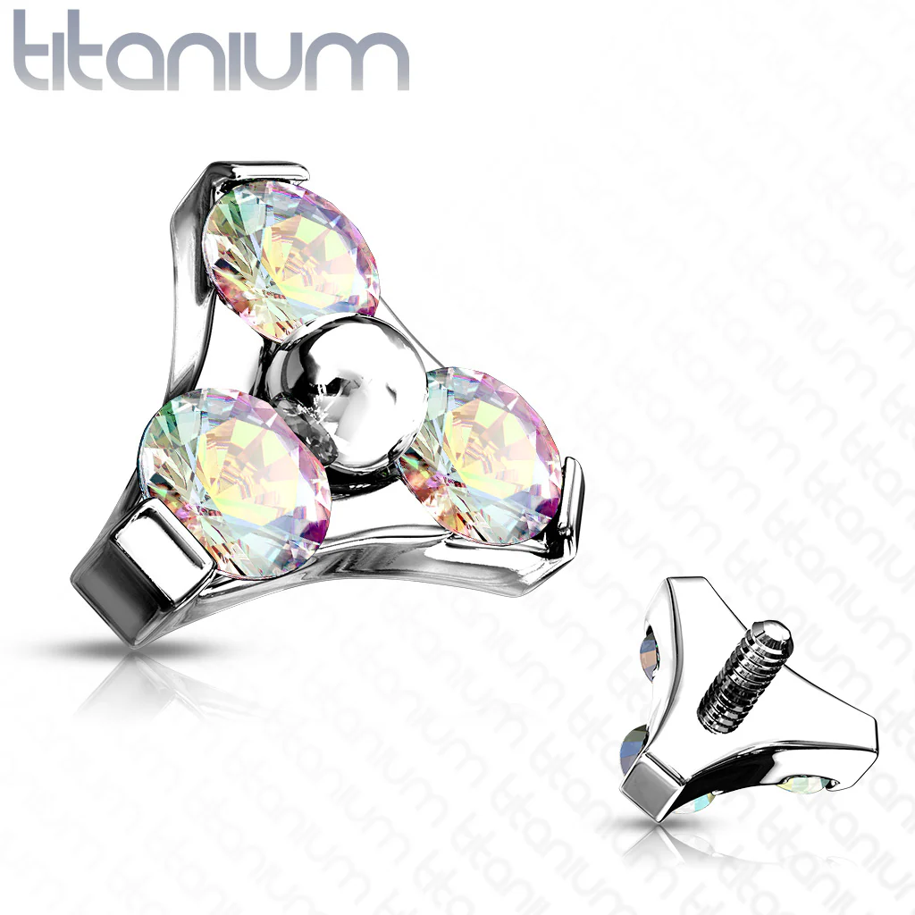Titanium CZ Trinity Triangle Top Parts For Lip Eyebrow Dermal - Image 2