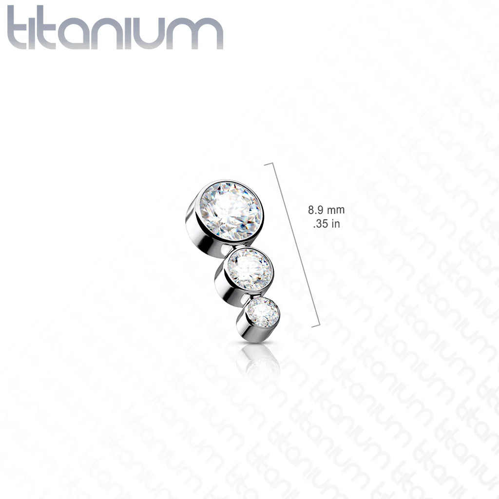 Titanium Descending CZ Top For Lip Eyebrow Dermal - Image 2