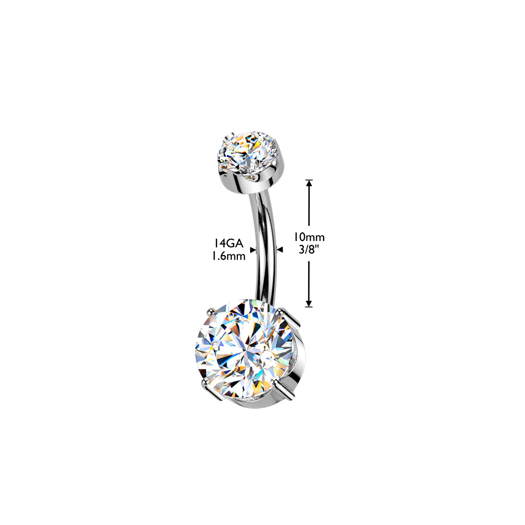 Titanium Double Prong Set Moissanite Belly Button Ring - Image 3