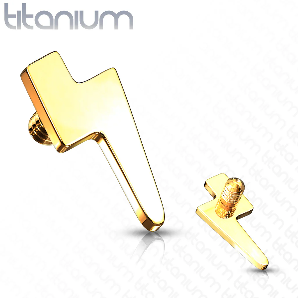 Titanium Flat Lightening Bolt Top for Lip Eyebrow Dermal - Image 2