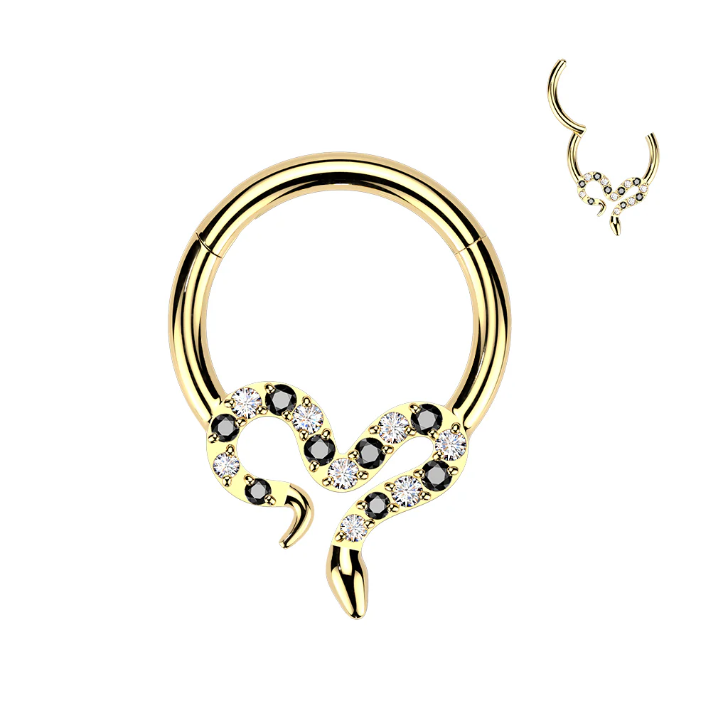 Titanium Hinged CZ Slithering Snake Segment Hoop Ring Daith Septum Cartilage - Image 5