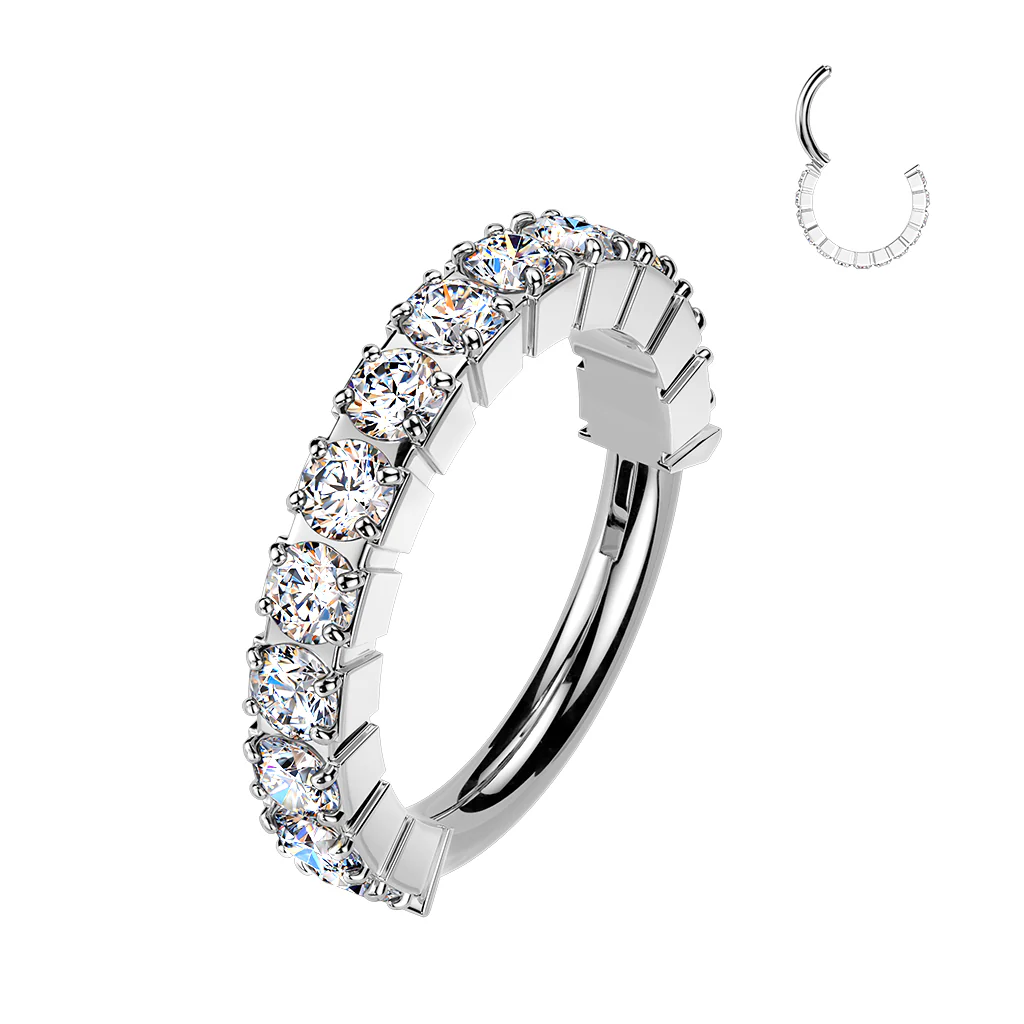 Titanium Hinged Outward Pave Moissanite Segment Hoop Ring Daith Cartilage - Image 3