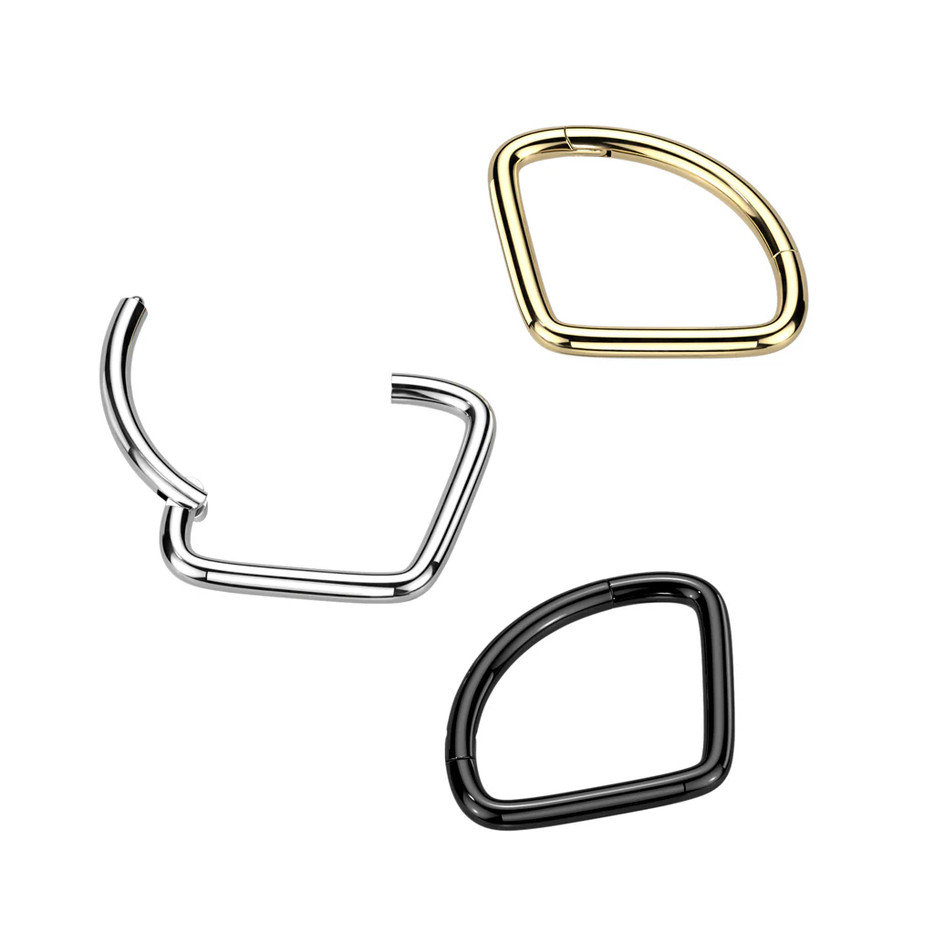 Titanium Hinged Segment Hoop Ring Chevon For Nose Septum Cartilage - Image 4