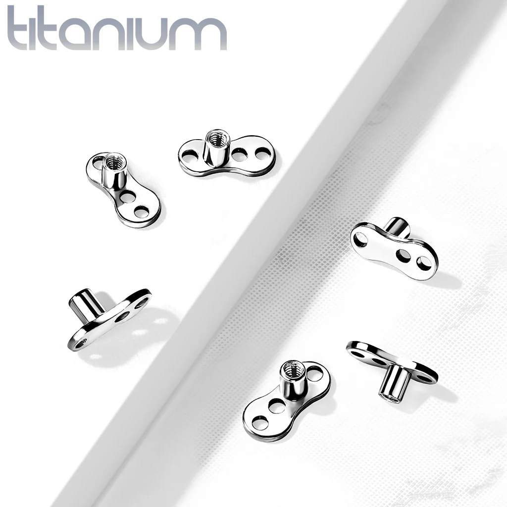 Titanium Internally Threaded 3 Hole Dermal Anchor Base - Image 2