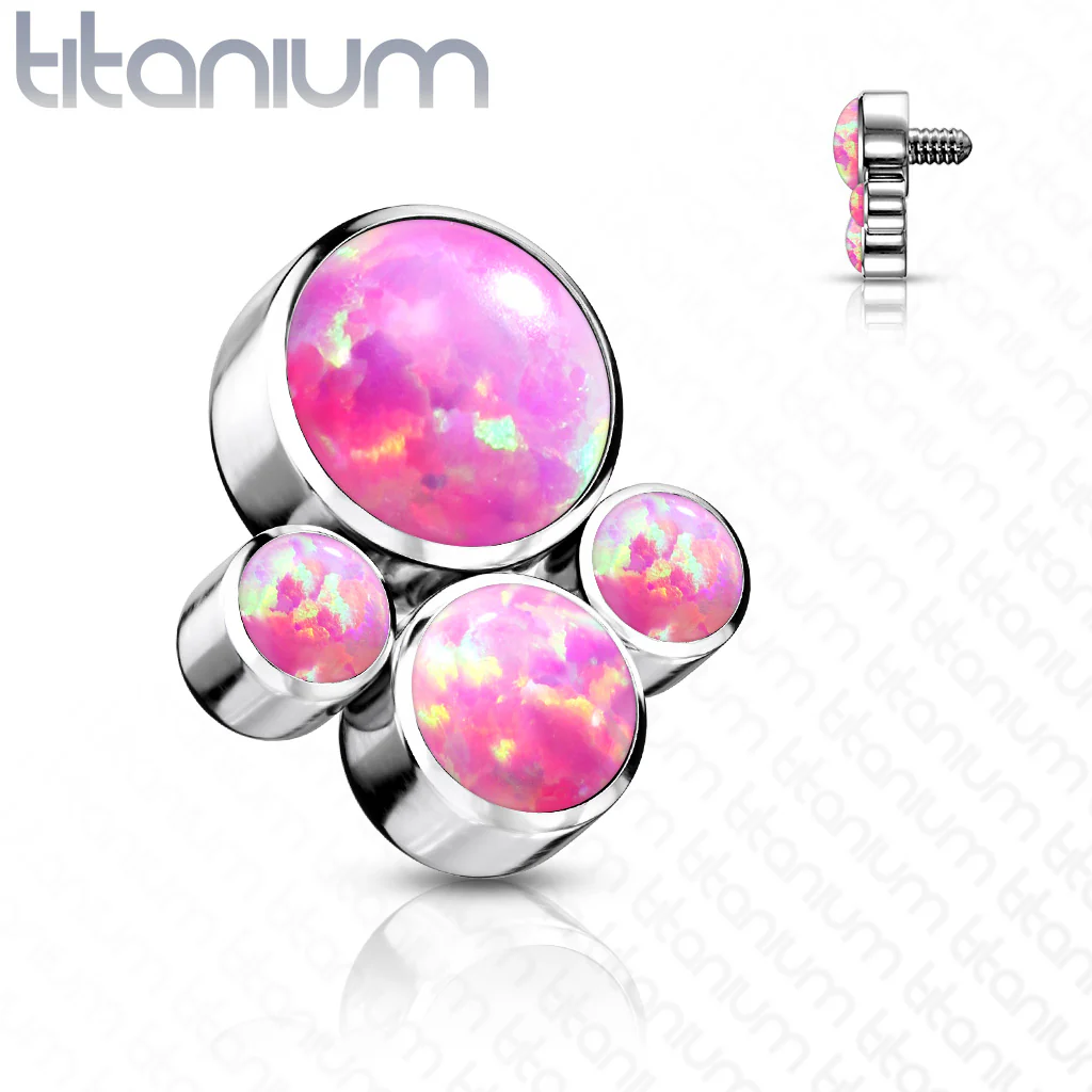 Titanium Bezel Opal 4 Clusters Top for Lip Eyebrow Dermal - Image 5
