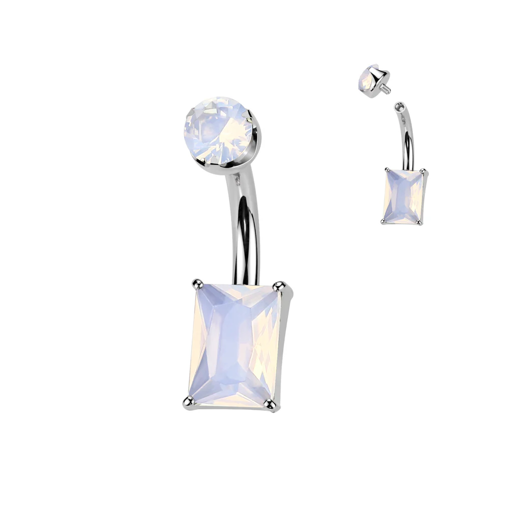 Titanium Internally Threaded Natural Gem Stone Belly Button Ring - Image 11