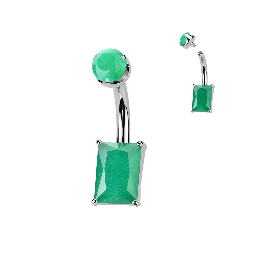 Titanium Internally Threaded Natural Gem Stone Belly Button Ring - Image 8