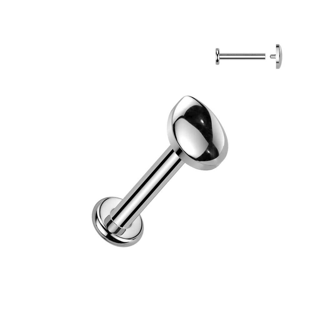 Titanium Internally Threaded Teardrop Labret Stud Tragus Lobe Helix