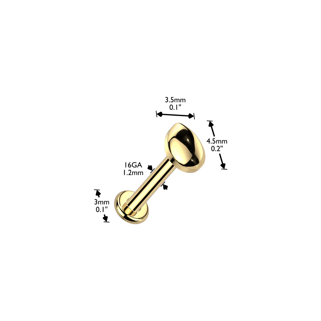 Titanium Internally Threaded Teardrop Labret Stud Tragus Lobe Helix - Image 3