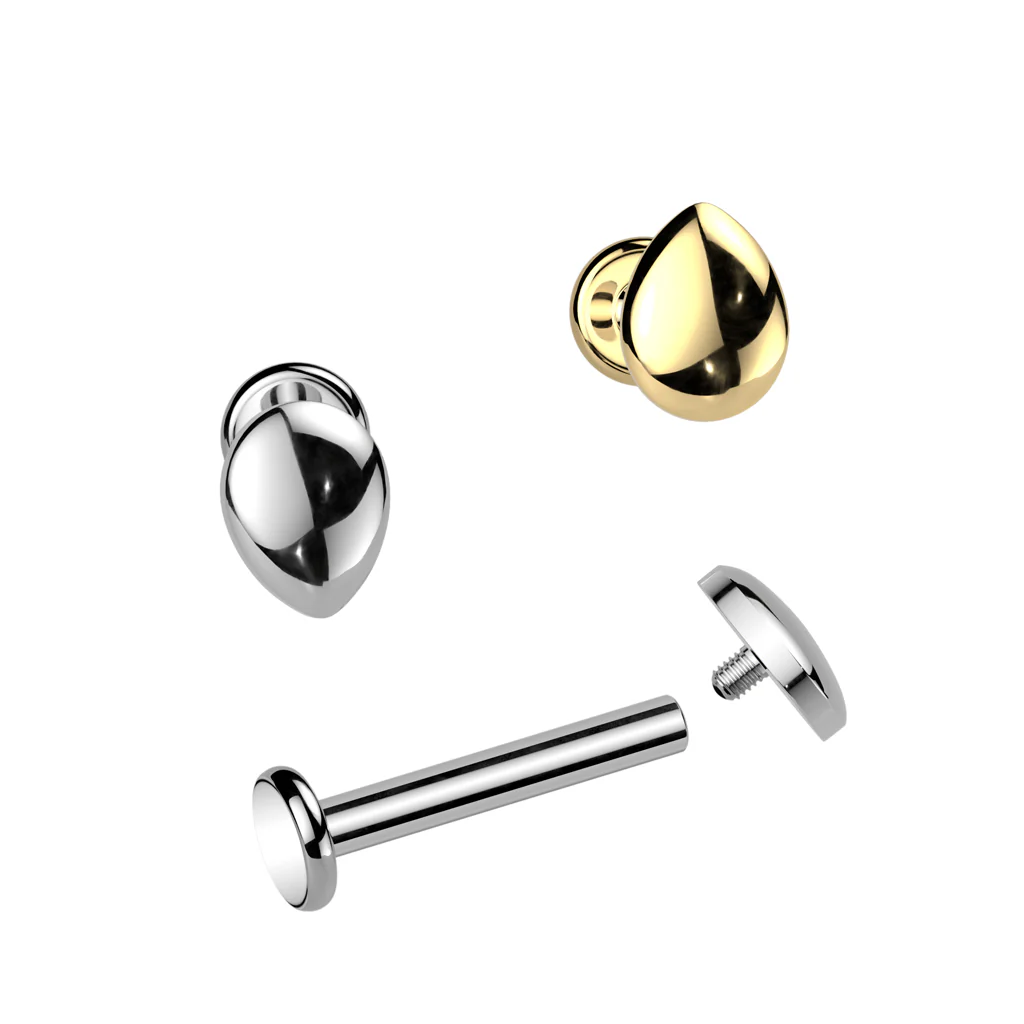Titanium Internally Threaded Teardrop Labret Stud Tragus Lobe Helix - Image 4
