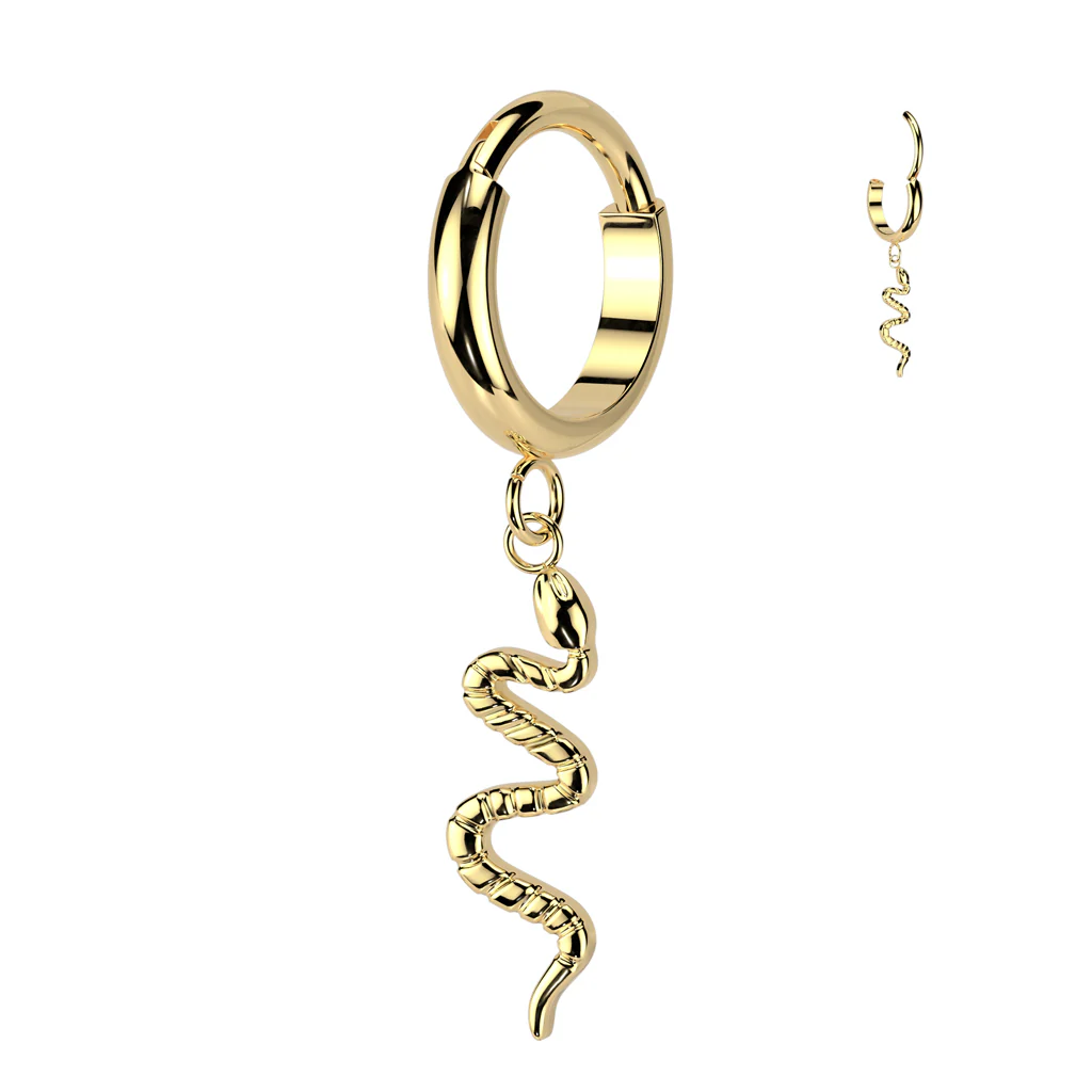 Titanium Snake Dangle Hinged Segment Hoop Ring Ear Cartilage - Image 2
