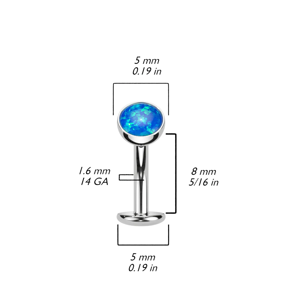 Titanium Threadless Floating Convex Base Opal Top Belly Button Ring - Image 3
