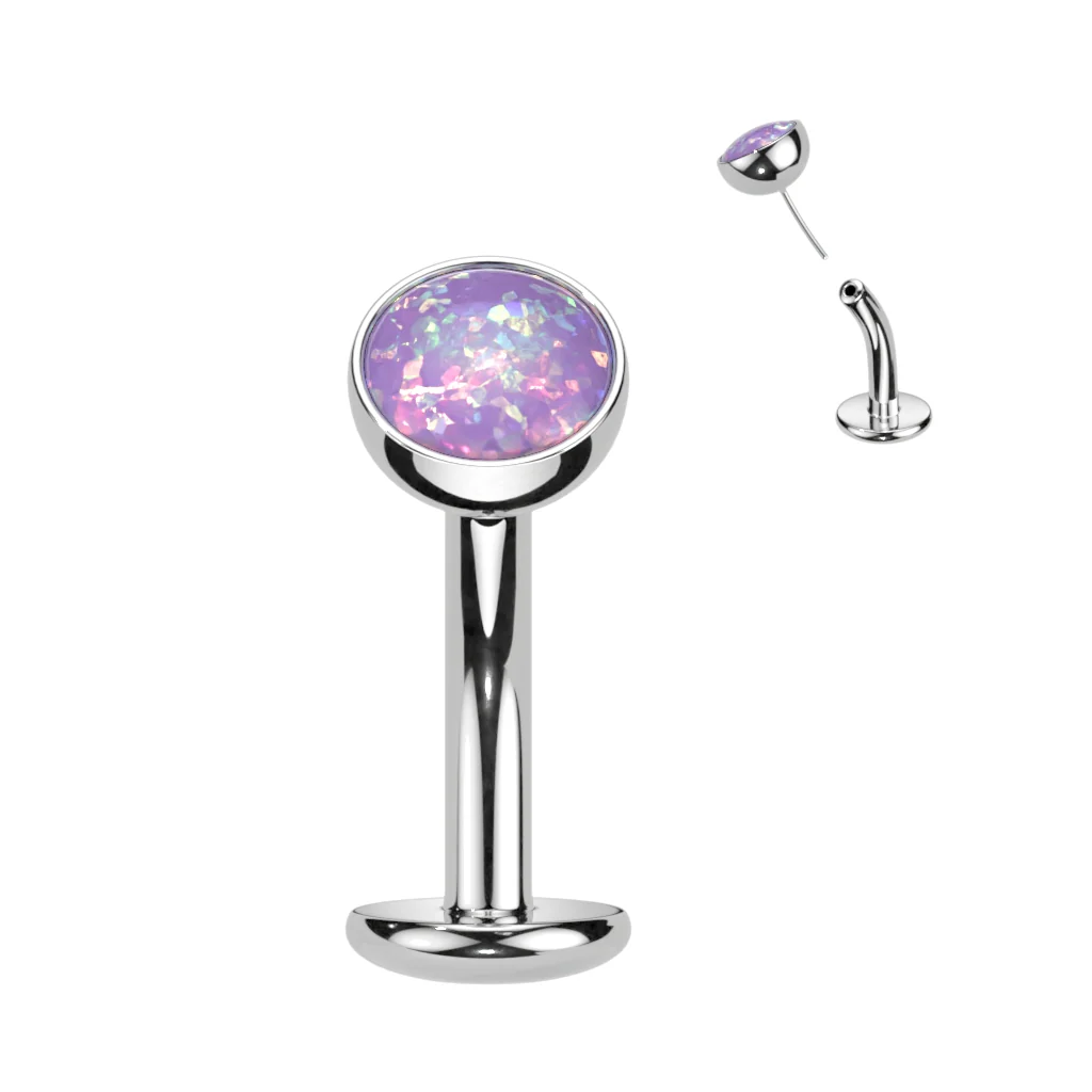 Titanium Threadless Floating Convex Base Opal Top Belly Button Ring - Image 5
