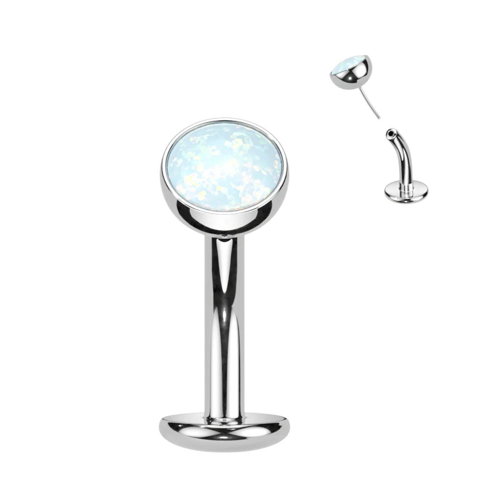 Titanium Threadless Floating Convex Base Opal Top Belly Button Ring - Image 7