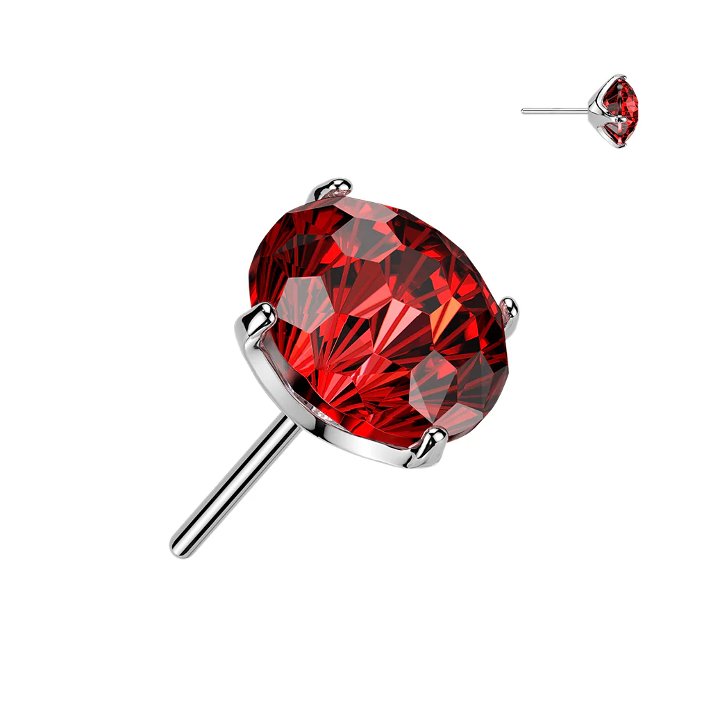 Titanium Threadless Floating Convex Base Fireworks Cut CZ Top Belly Button Ring - Image 13