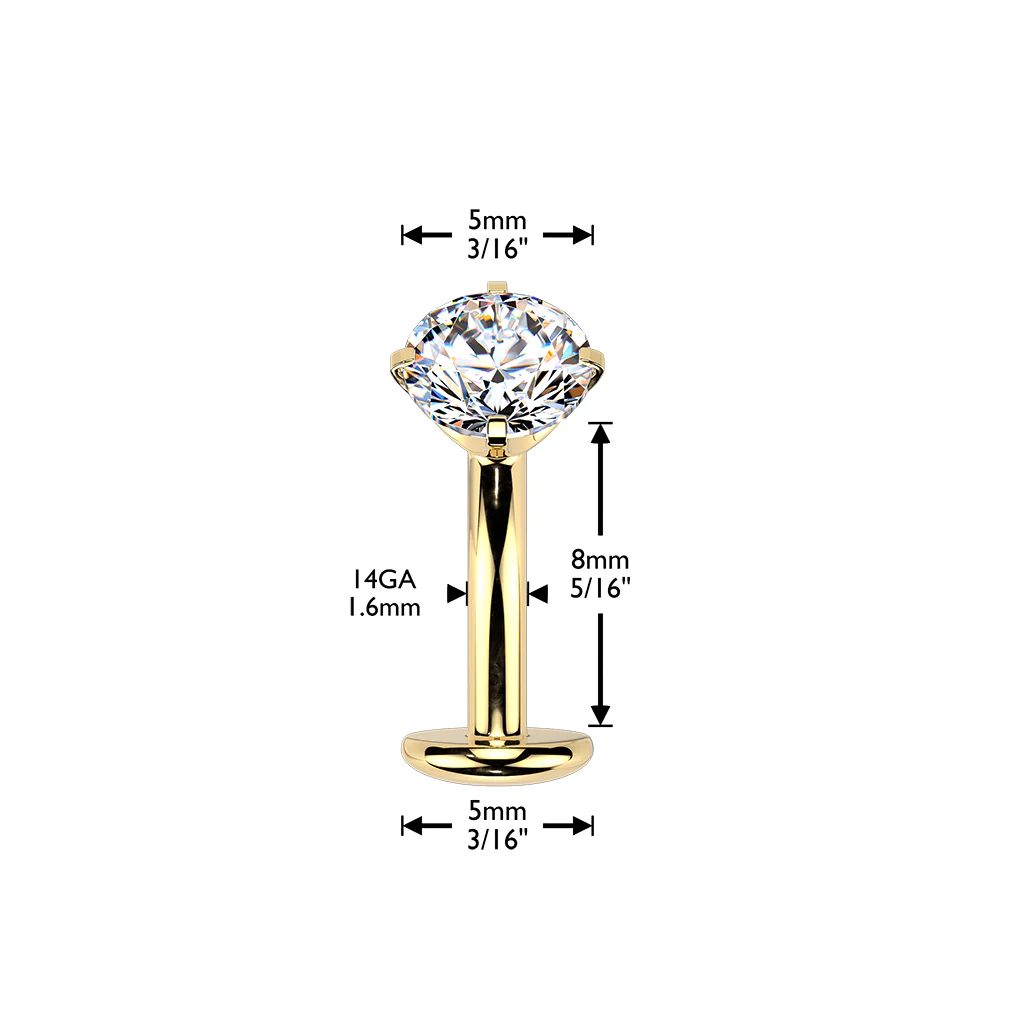 Titanium Threadless Floating Convex Base Prong Set CZ Top Belly Button Ring - Image 9