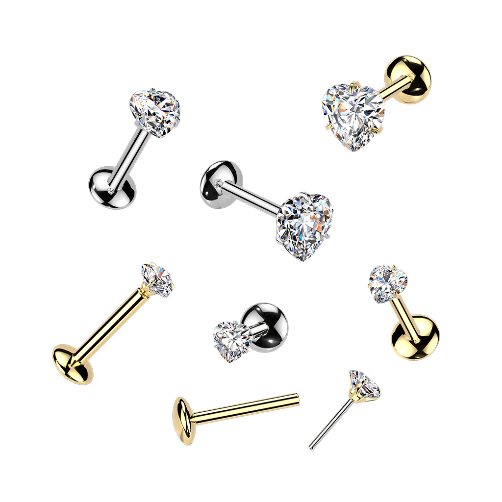 Titanium Threadless Heart Moissanite Top Labret Tragus Lobe Helix - Image 3