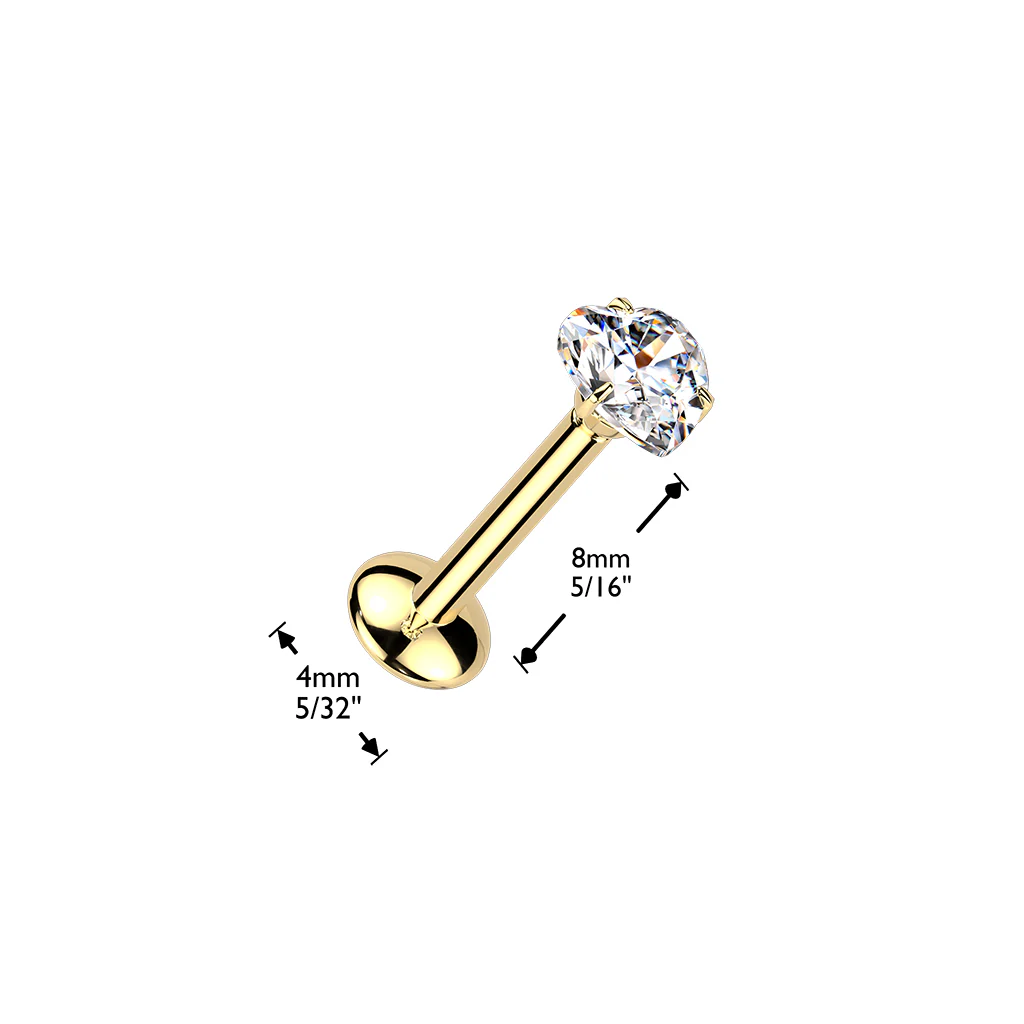 Titanium Threadless Heart Moissanite Top Labret Tragus Lobe Helix - Image 5