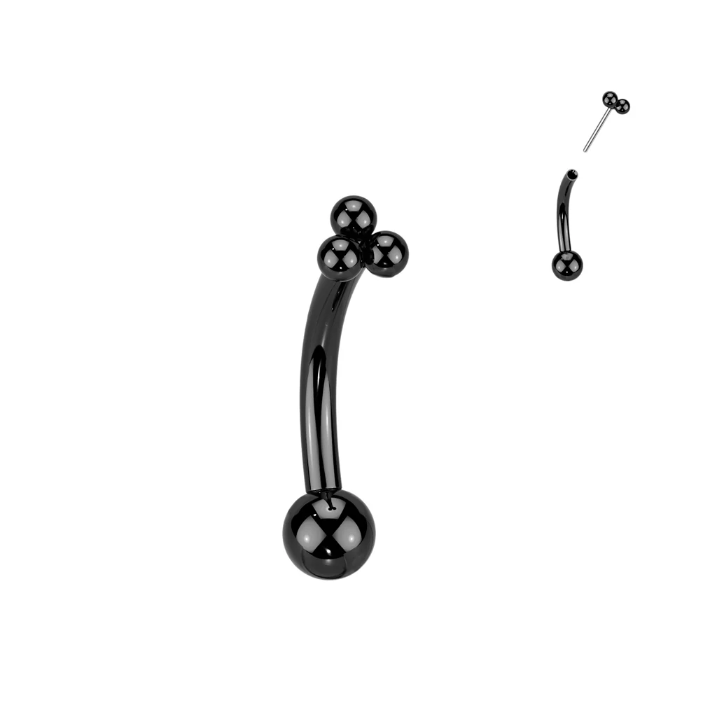 Titanium Threadless Push In Trinity Ball Cluster Eyebrow Barbell - Image 5