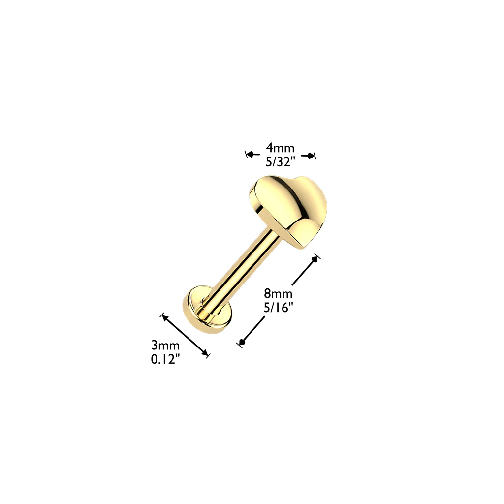 Titanium Threadless Push-In 3D Heart Labret Ear Cartilage Nose - Image 2