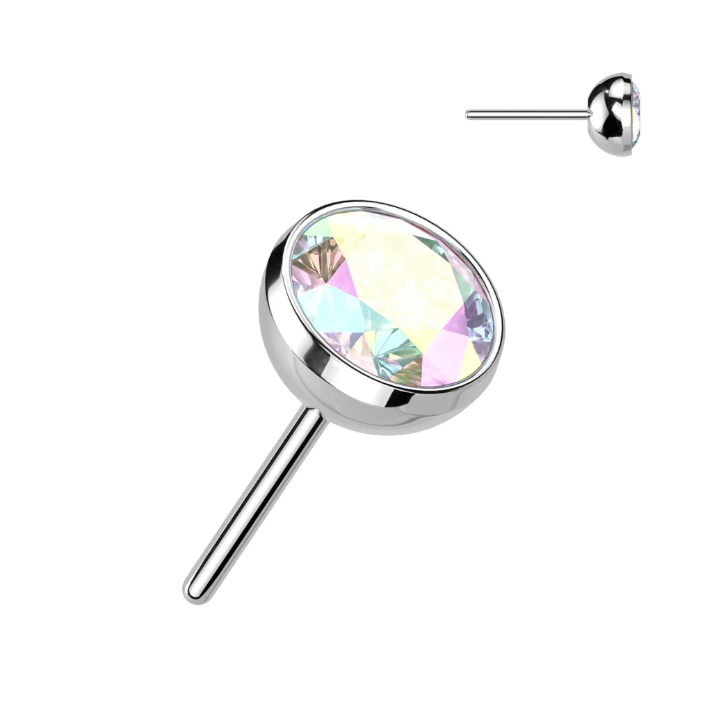 Titanium Threadless Push In Bezel CZ Ball Top - Image 3