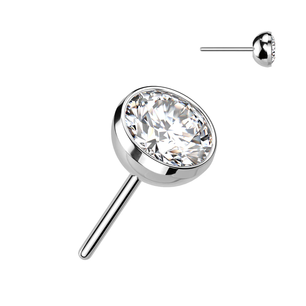 Titanium Threadless Push In Bezel CZ Ball Top - Image 4