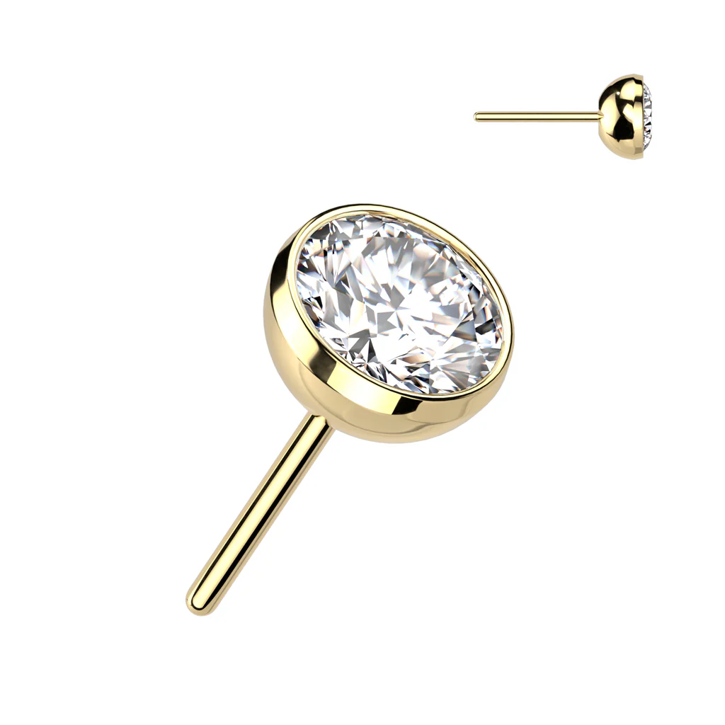 Titanium Threadless Push In Bezel CZ Ball Top - Image 5