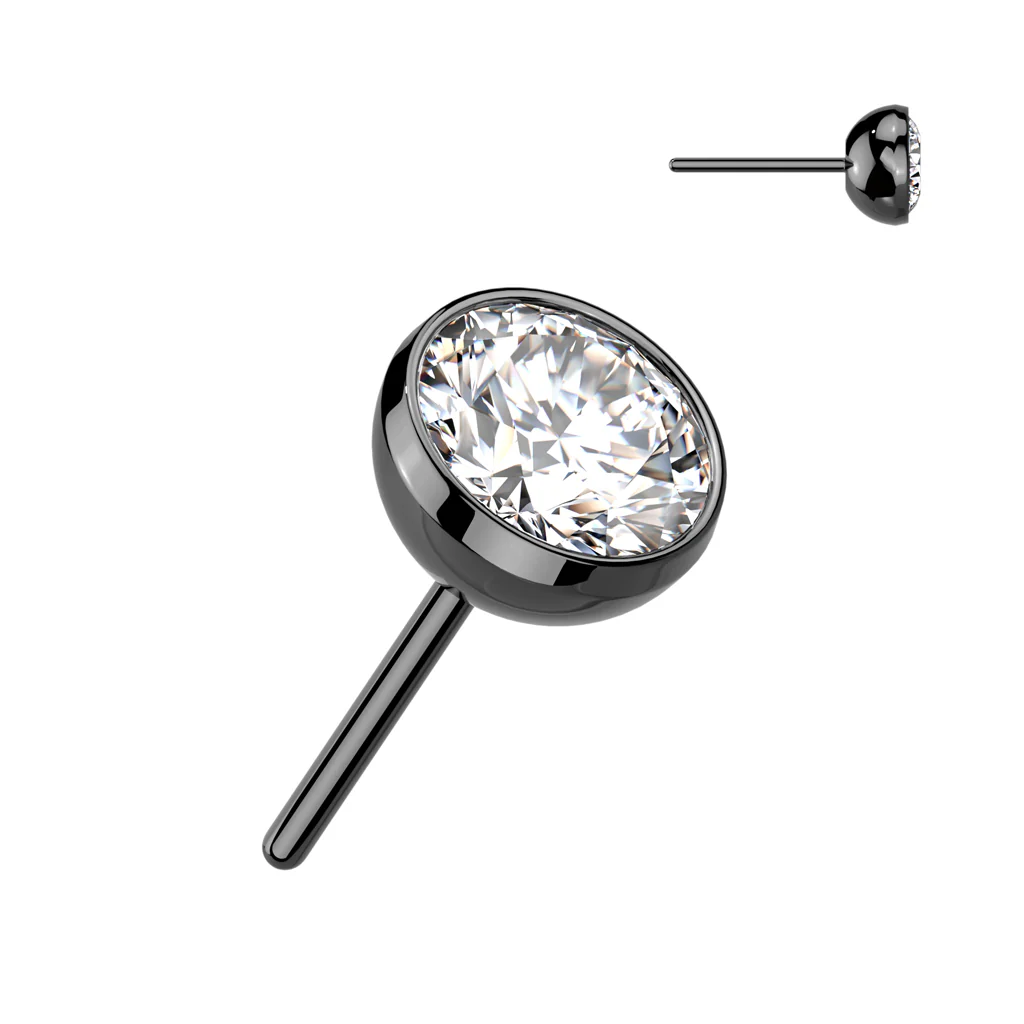 Titanium Threadless Push In Bezel CZ Ball Top - Image 6