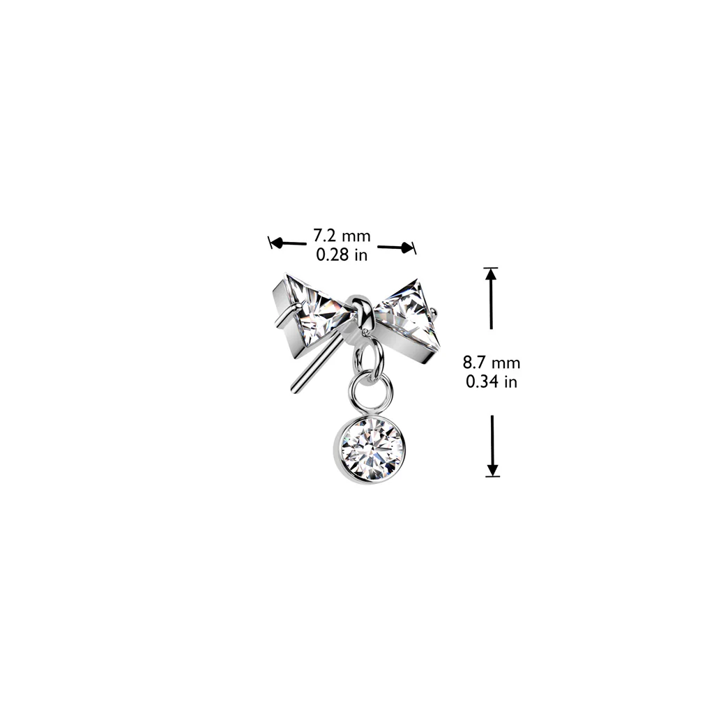 Titanium Threadless Push In Bowtie Top For Lip Cartilage Helix Belly - Image 4