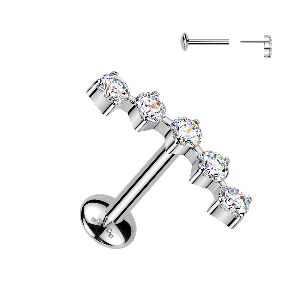 Titanium Threadless Push In Curved Moissanite Top Labret Tragus Helix - Image 4