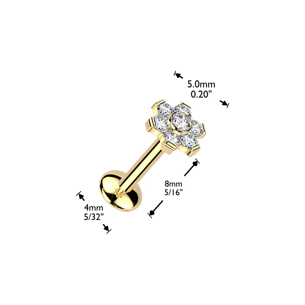 Titanium Threadless Push In Flower Moissanite Top Labret Tragus Rock - Image 4