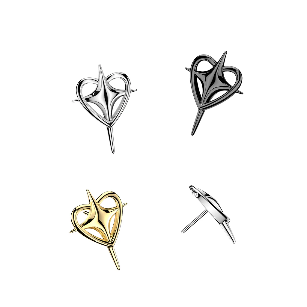 Titanium Threadless Push In Heart & Cross Replacement For Lip Ear - Image 5