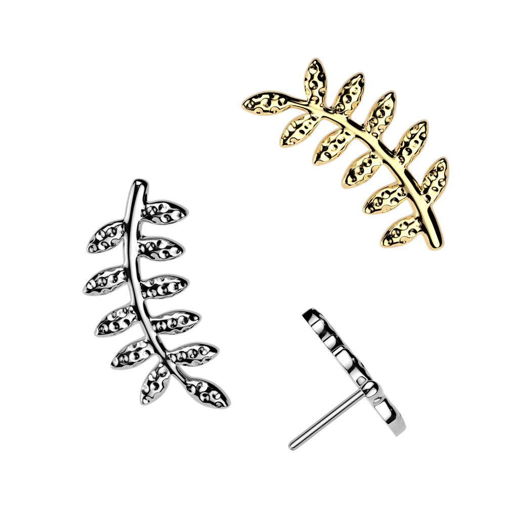 Titanium Threadless Push In Leaf Top For Lip Cartilage Tragus Helix - Image 3