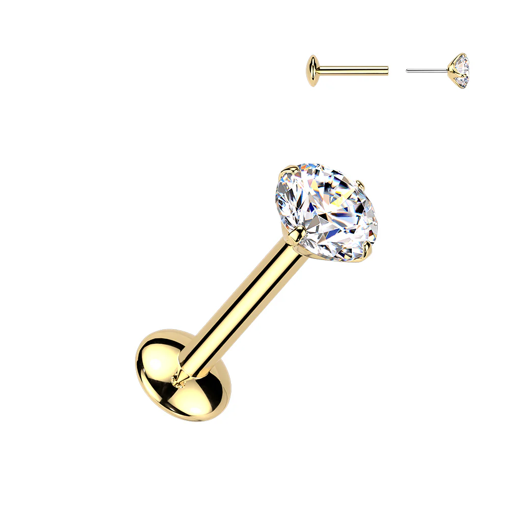 Titanium Threadless Round Moissanite Top Labret Tragus Lobe Helix - Image 3