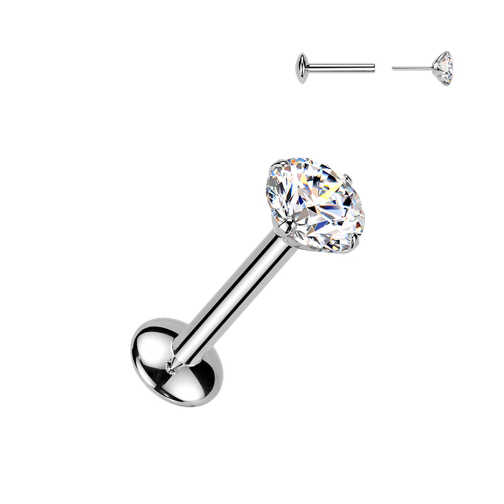 Titanium Threadless Round Moissanite Top Labret Tragus Lobe Helix - Image 4
