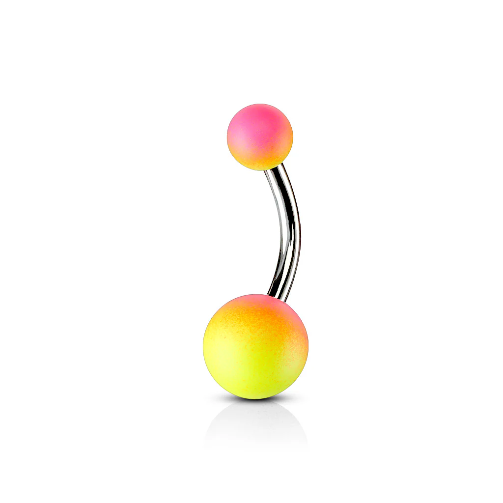 Two Tone Rubber Coating Belly Button Navel Rings - Image 5