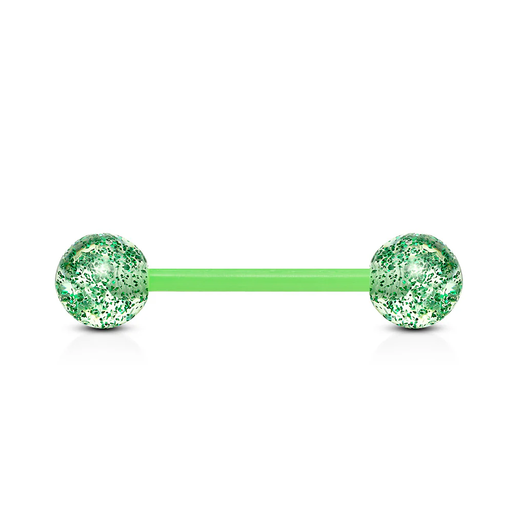 Ultra Glitter Acrylic Ball BioFlex Flexible Barbell Tongue Rings Nipple Rings - Image 5